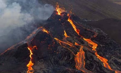 Iceland Mount Fagradalsfjall volcano eruption.