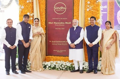 PM Modi Inaugurates Sindhu Hospital in Hyderabad Owned by Dr Bandi Parthasaradhi Reddy Facing Past Offshore and Land Allotment Controversies