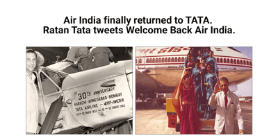 Air India finally returned to TATA – Ratan Tata tweets Welcome back Air India