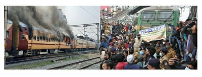 India – Bihar – unemployed youth protest against Indian Railway recruitment board